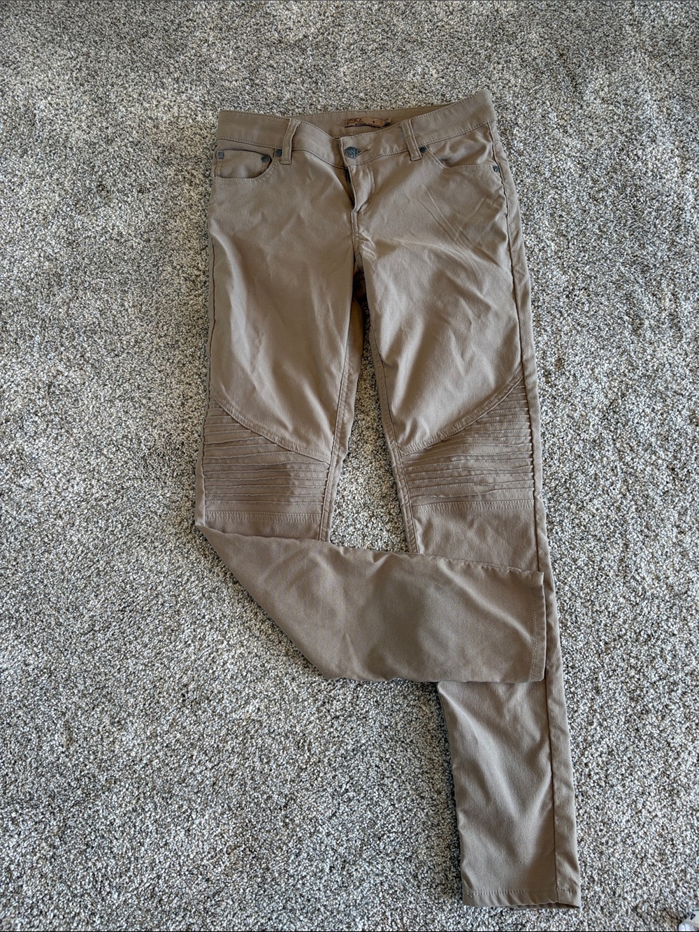 Prana Women's Brenna Skinny Moto Jeans in Taupe Brown